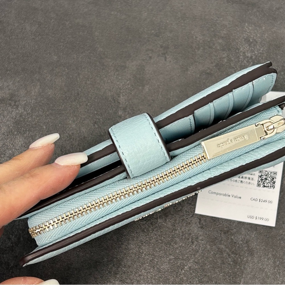 kate spade Leila Medium Compact Bifold Wallet Dewy Blue NWT - Picture 12 of 14